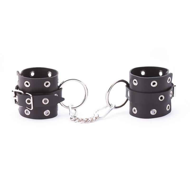 Наручники "Crazy Handmade" черные, с люверсами  
